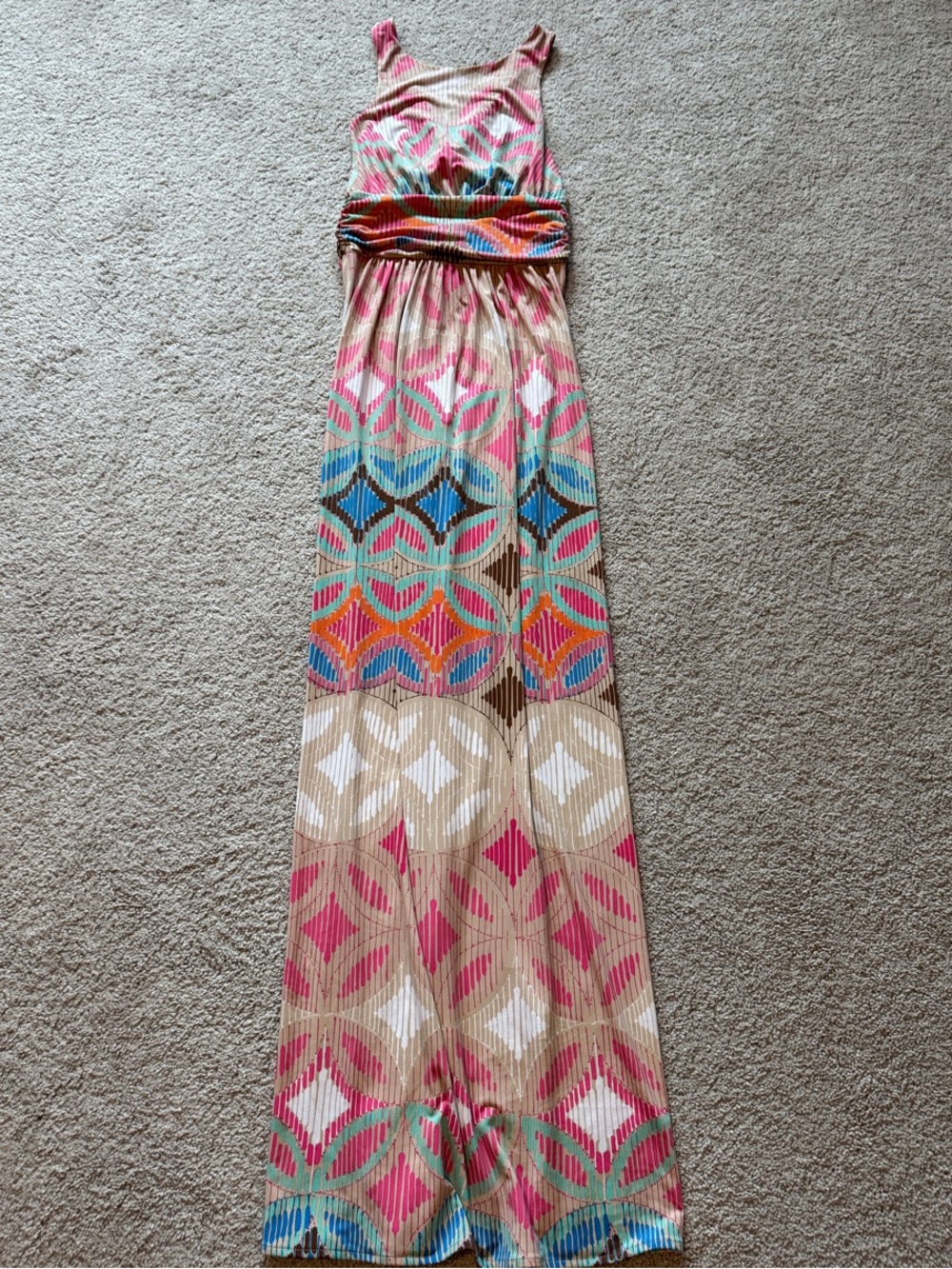 Tori Richard Multicolor Geometric Sleeveless Maxi Dress